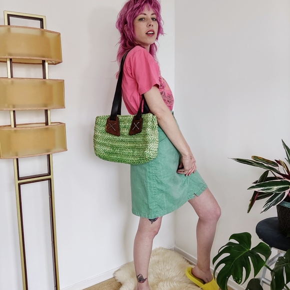 Vintage 80s Minty Green Denim Skirt - Picture 9 of 16